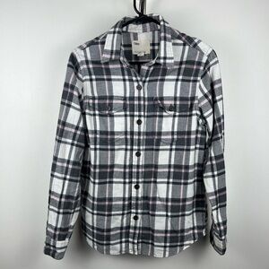 Tilley Plaid Flannel Shirt Size S Pink Gray Button Down